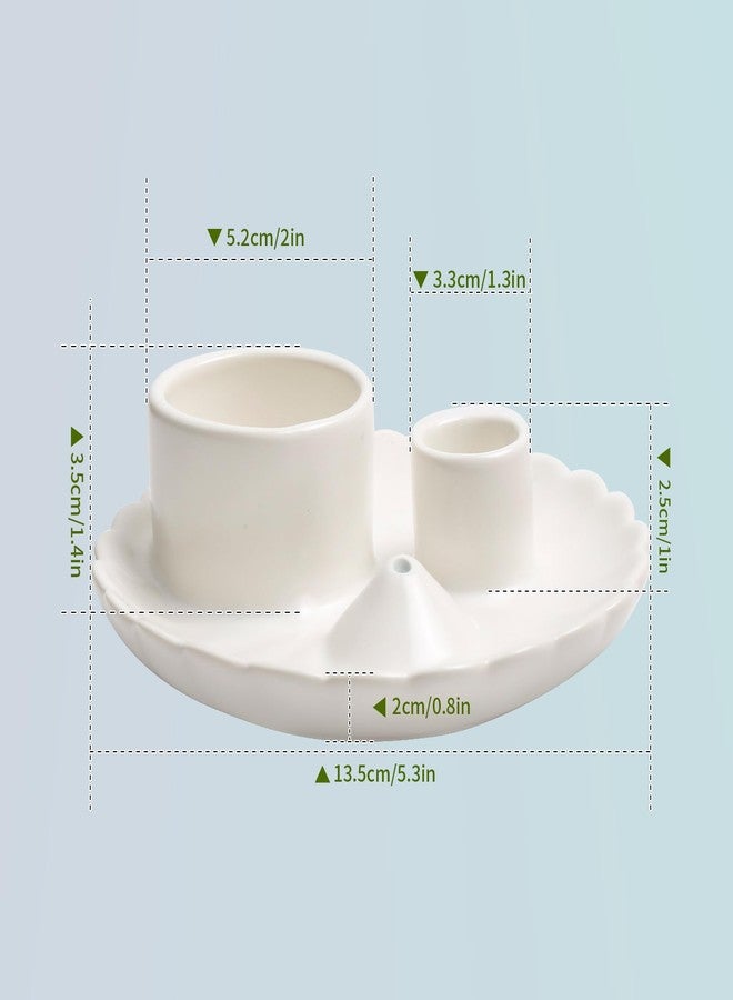 xingruyu 4 in 1 Incense Holder, Palo Santo Holder for Burning Sage, Sticks & Candle, Ceramic Incense Burner， 5.3" Ceramic Ash Catcher Tray for Meditation Room Home Decor - Image 2