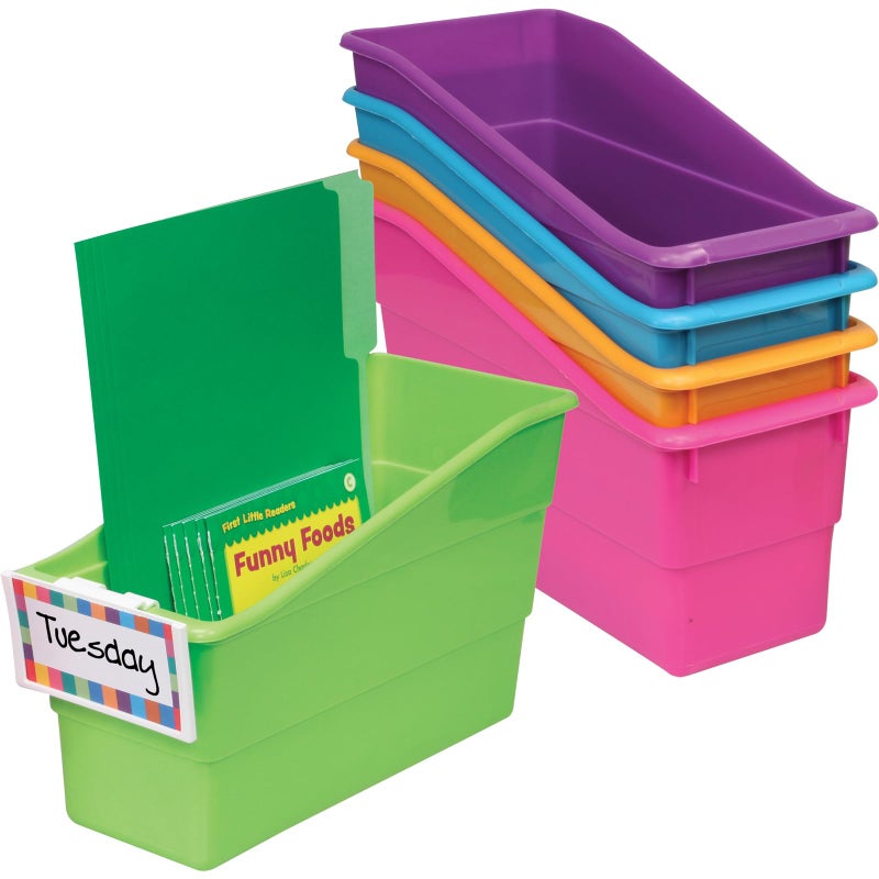 Really Good Stuff Durable Book and Binder Holder 5pack Bright Neon Colors 5 x 12 x 7 Classroom Organization Storage Solution Sturdy and Versatile