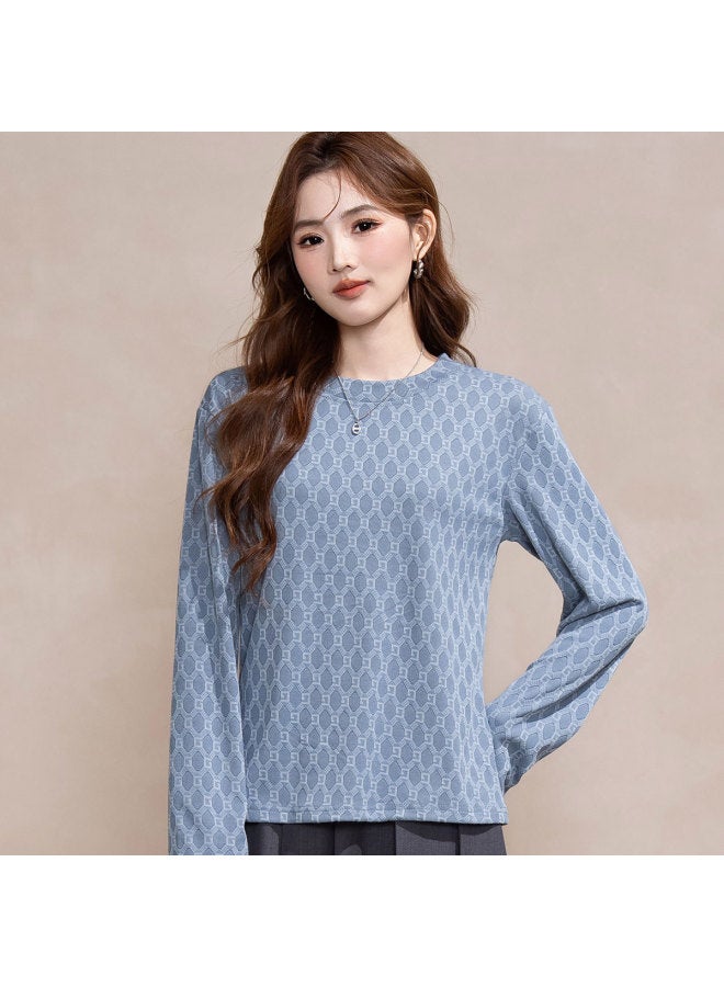 Jeanswest Stylish Geometric Pattern Versatile Long-Sleeve T-Shirt For Women, Loose And Comfortable Autumn Wear, Slimming Simple Casual Ladies Top - Image 5