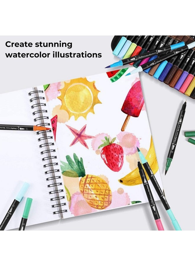 Ohuhu Brush Pen 120 Colors Water-based Sketch Pen Set No Bleeding Dual Tips Fineliner & Brush Drawing Pens with Carrying Case Art Marker for Kids Adults Adults Calligraphy Journal - Maui - Black - Image 5