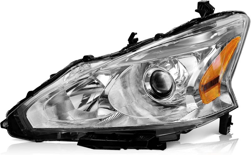 WEELMOTO لمصابيح الرأس لنيسان ألتيما سيدان 1315 تجميع المصابيح استبدال المصابيح لعام 2013 2014 2015 نيسان ألتيما هيكل كروم عاكس كهرماني الجانب الأيسر للسائق لا يتناسب مع زينون HID - Image 1