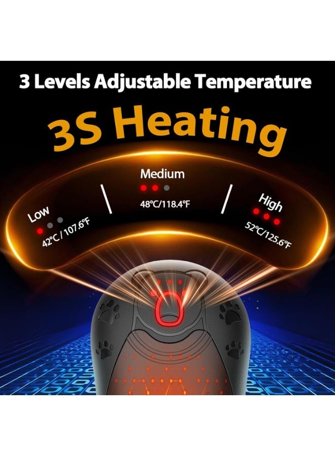 OUTJUT 2 in 1 Electric Hand Warmer, Black, Reusable Hand Warmer, 3 Heat Levels, 12000mAh USB Rechargeable Winter Gifts for Camping and Outdoor Sports - Image 2