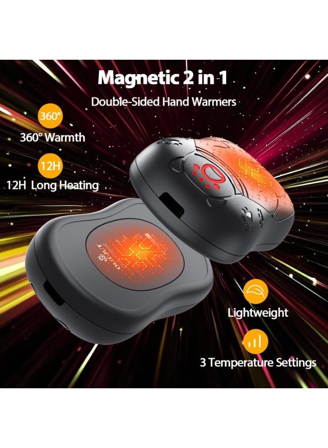OUTJUT 2 in 1 Electric Hand Warmer, Black, Reusable Hand Warmer, 3 Heat Levels, 12000mAh USB Rechargeable Winter Gifts for Camping and Outdoor Sports - Image 3