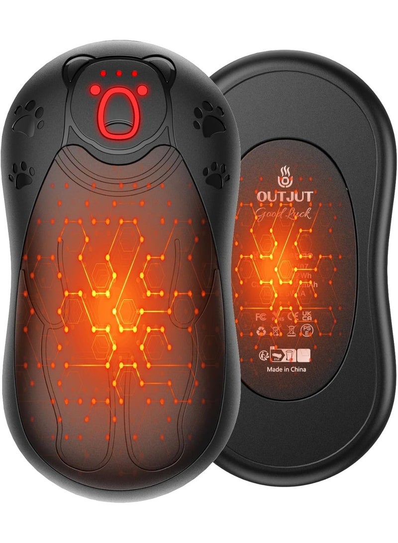OUTJUT 2 in 1 Electric Hand Warmer, Black, Reusable Hand Warmer, 3 Heat Levels, 12000mAh USB Rechargeable Winter Gifts for Camping and Outdoor Sports - Image 1