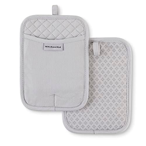 KitchenAid Asteroid Pot Holder 2-Pack Set, Matte Grey, 7"x10" - Image 1