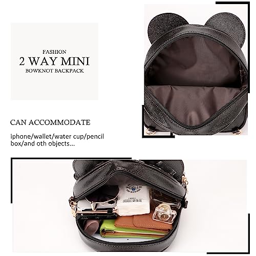 KL928 Girls Mini Backpack Bowknot Polka Dot Cute Small Daypacks Convertible Shoulder Bag Purse for Women - Image 4