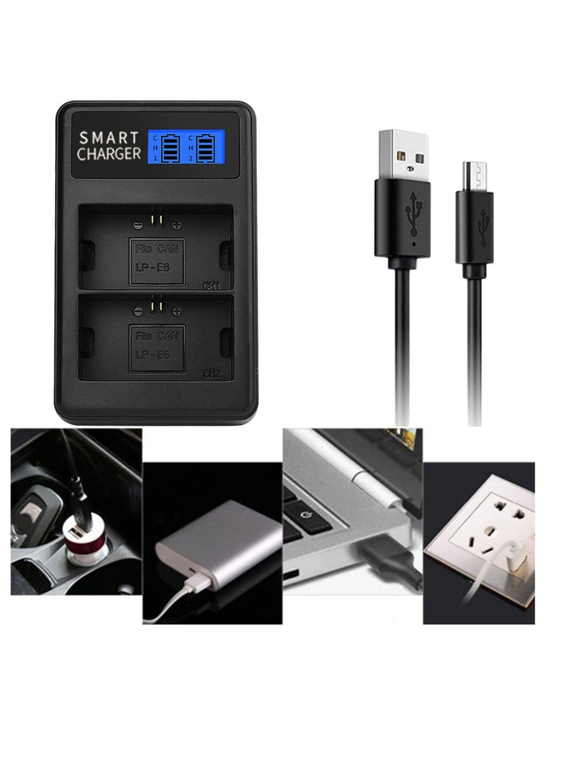 Excefore LCD USB LP-E6 Battery Charger, Replacement 5D Mark II 5D Mark III 5D Mark2 Camera, Battery Lightweight Camera Charger, for Travel and Outdoor - Image 2