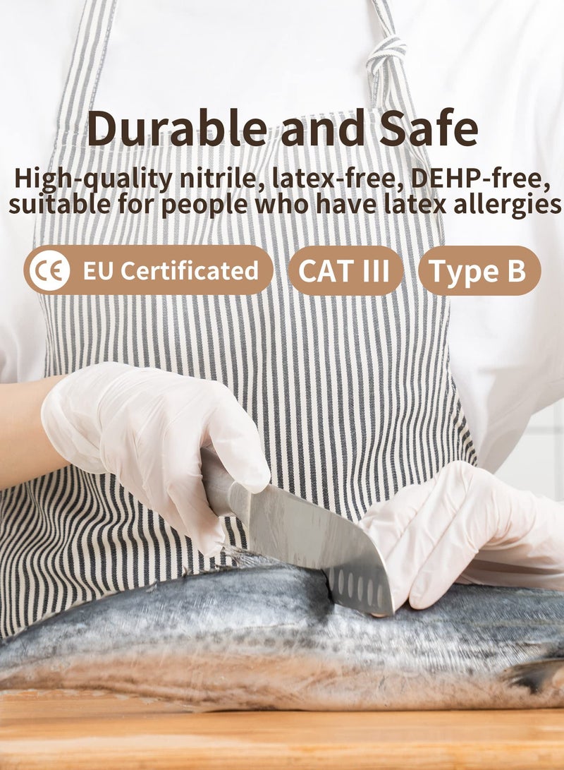 Disposable Nitrile Gloves, Latex-Free, Fully Textured, Extra Thick & Strong, Food Safe for Cooking, Tattooing, Painting, Automotive & Mechanics, Large Size (White)  - Image 2