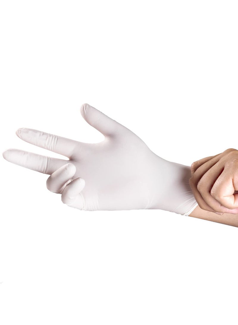 Disposable Nitrile Gloves, Latex-Free, Fully Textured, Extra Thick & Strong, Food Safe for Cooking, Tattooing, Painting, Automotive & Mechanics, Large Size (White)  - Image 1