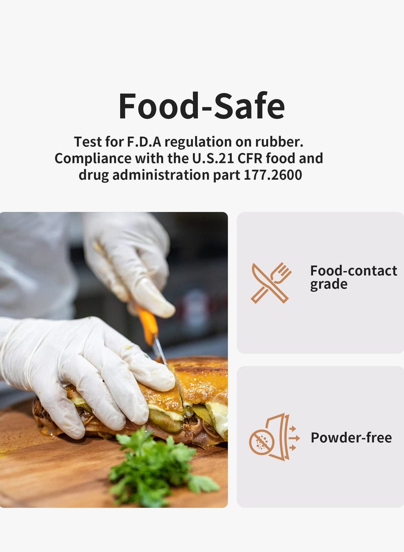 Disposable Nitrile Gloves, Latex-Free, Fully Textured, Extra Thick & Strong, Food Safe for Cooking, Tattooing, Painting, Automotive & Mechanics, Large Size (White)  - Image 5