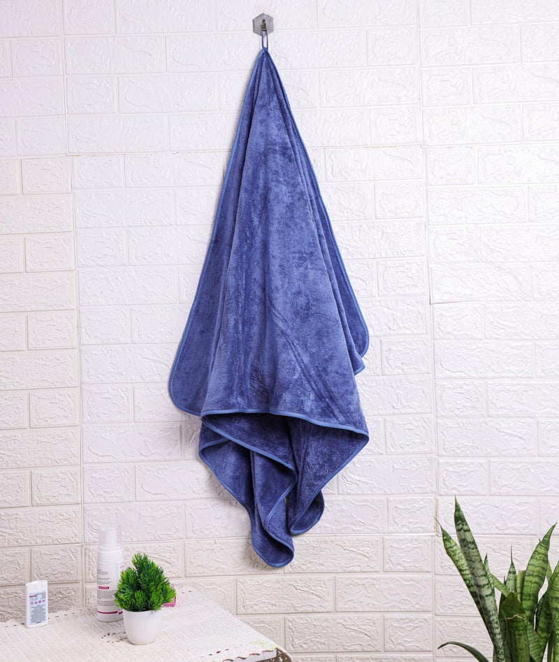 Fezora® Microfiber Towel for Bath-Soft Coral Fleece Towel with Extra Soft & Quick Dry Large Size Towels Hook Super Absorbent-Bath Towel for Men and Women-70 x 140 cm (Dark Blue) - Image 2