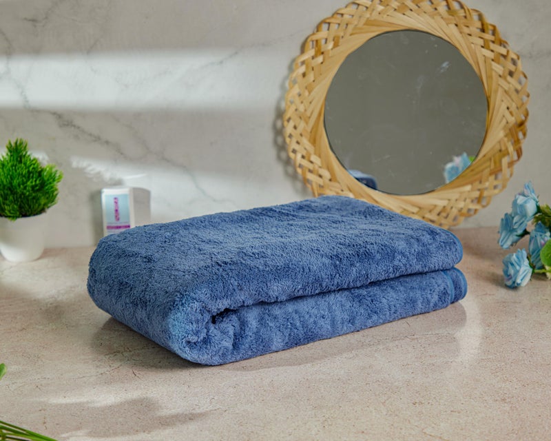 Fezora® Microfiber Towel for Bath-Soft Coral Fleece Towel with Extra Soft & Quick Dry Large Size Towels Hook Super Absorbent-Bath Towel for Men and Women-70 x 140 cm (Dark Blue) - Image 4