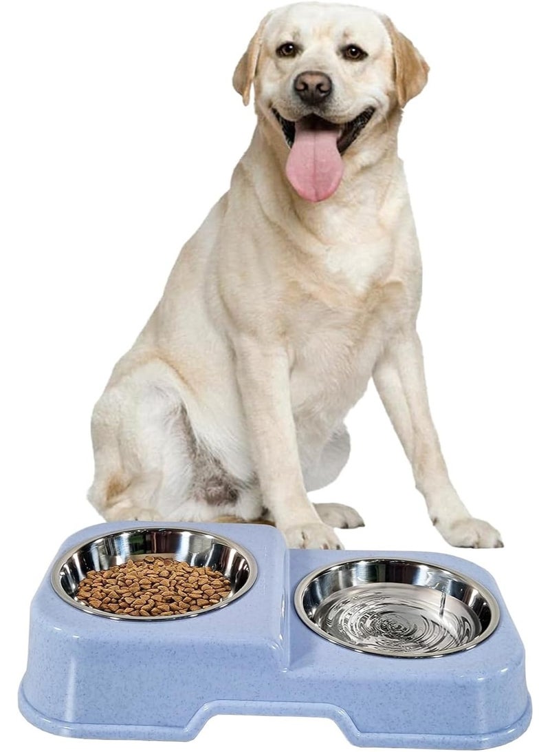 أن ان سي بيتس مجموعة وعاء مزدوج للكلاب، وحدة تغذية بلاستيكية متينة للكلاب مع وعاءين من الفولاذ المقاوم للصدأ، تصميم غير قابل للانزلاق، وتصميم قابل للفصل، مناسب للحيوانات الأليفة الصغيرة والمتوسطة، سهل التنظيف 34 سم (أزرق) - Image 1
