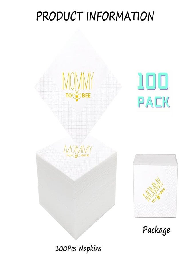 Geloar Mommy To Bee Cocktail Napkins, 100 Pack Gold Mommy To Bee Party Supplies Paper Napkins in Bulk for Baby Shower Gender Reveal Baby Welcome Party Gifts | 2-Ply, 5x5 Inches - Image 2