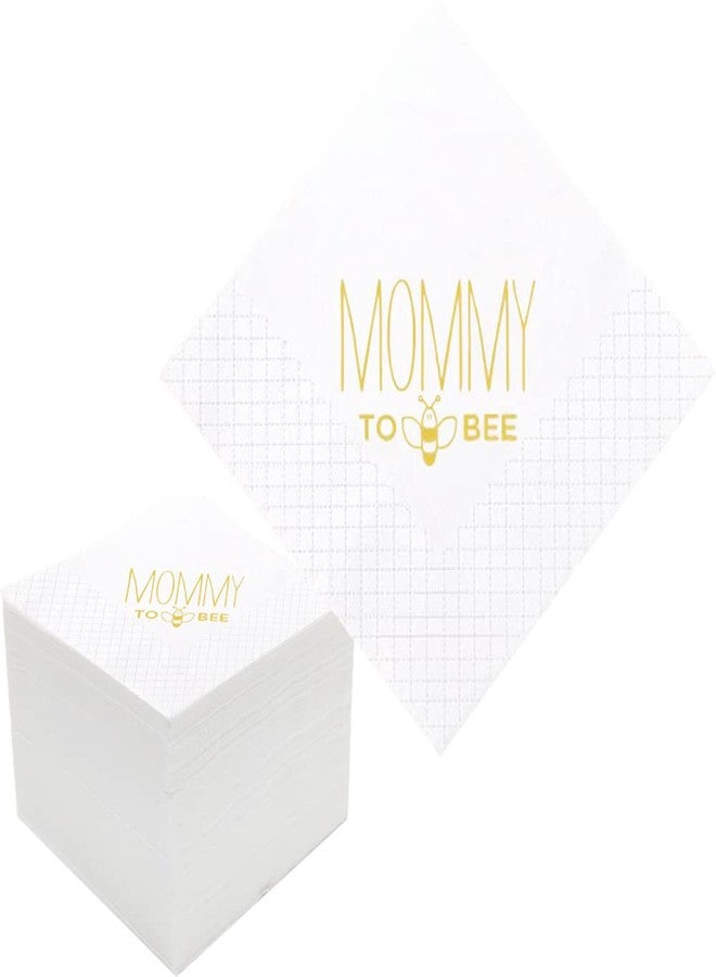 Geloar Mommy To Bee Cocktail Napkins, 100 Pack Gold Mommy To Bee Party Supplies Paper Napkins in Bulk for Baby Shower Gender Reveal Baby Welcome Party Gifts | 2-Ply, 5x5 Inches - Image 1