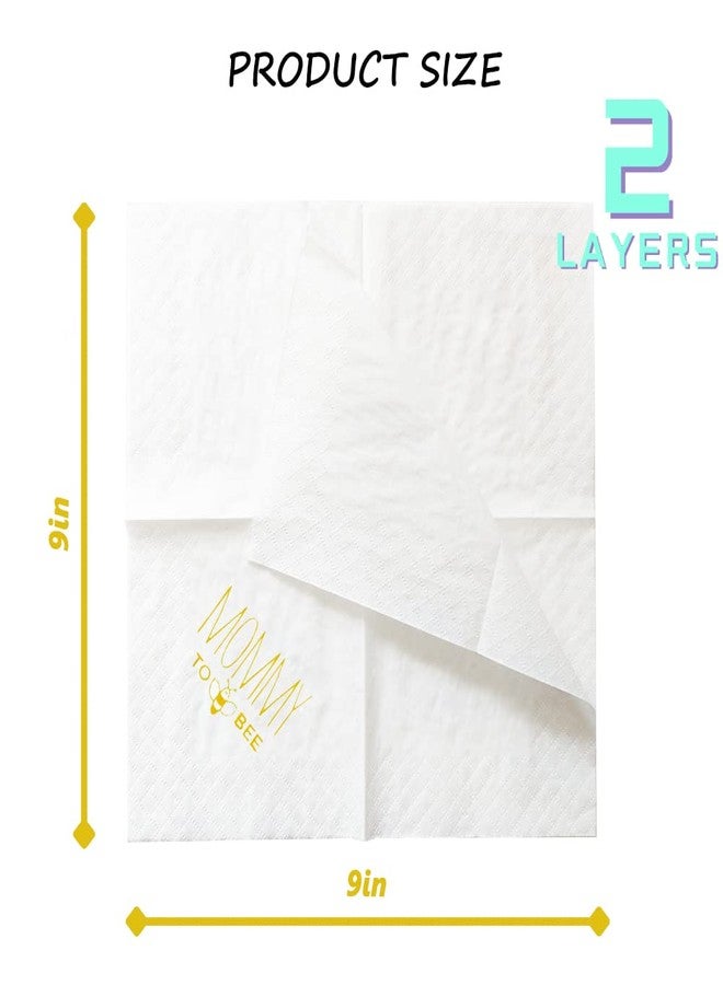 Geloar Mommy To Bee Cocktail Napkins, 100 Pack Gold Mommy To Bee Party Supplies Paper Napkins in Bulk for Baby Shower Gender Reveal Baby Welcome Party Gifts | 2-Ply, 5x5 Inches - Image 3