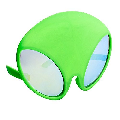 Sun-Staches Green Alien Glow in the Dark Mirror Sunglasses Costume Accessory, UV 400 Lenses, Alien Green Mask One Size Fits Most, 8" - Image 4