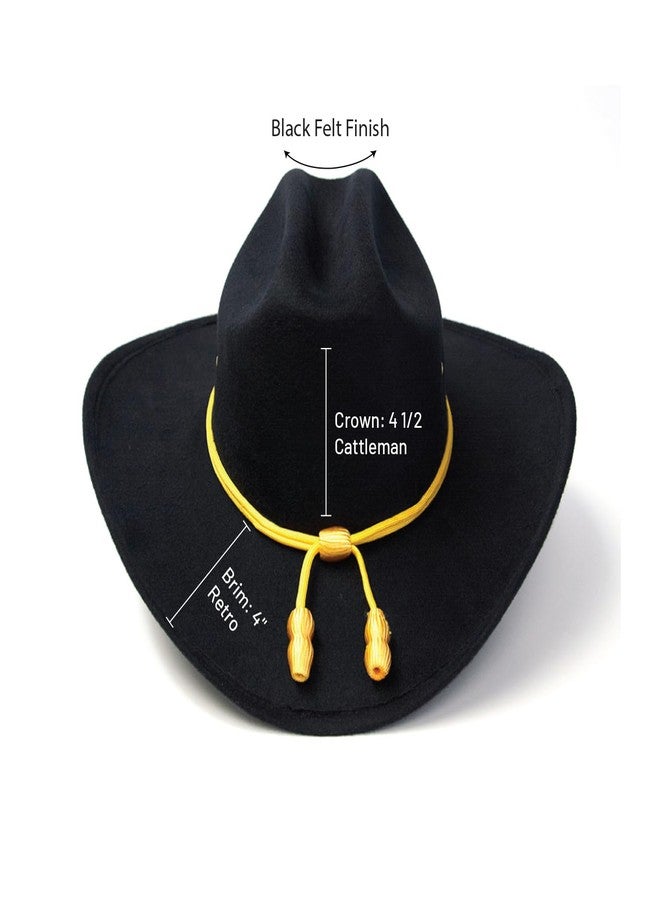 Western Express Classic Felt Finish Cowboy Hat - Cattleman Style with Cavalry Hat Band | Cowboy & Cowgirl Hats for Men and Women Black - Image 3