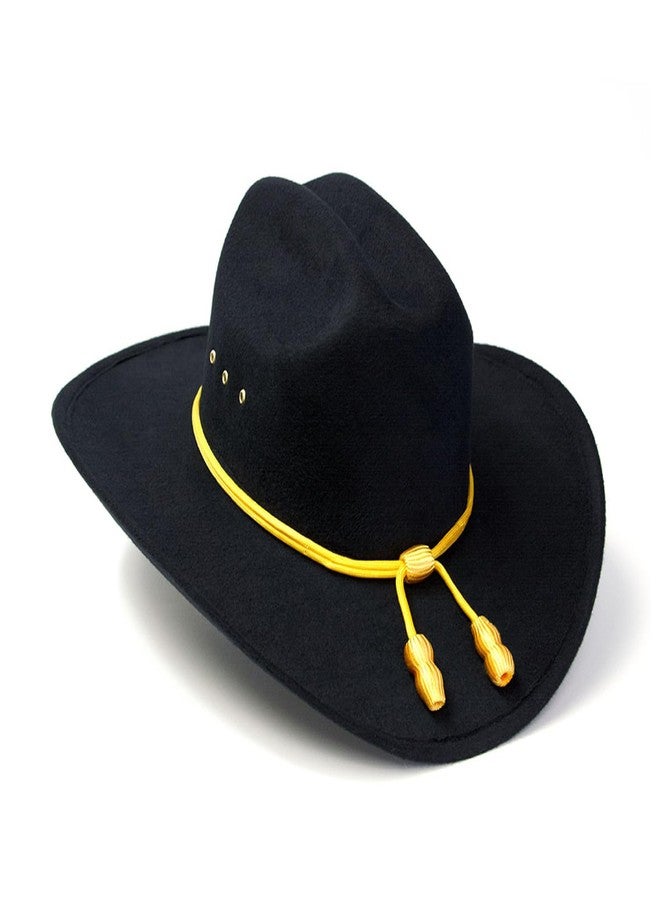 Western Express Classic Felt Finish Cowboy Hat - Cattleman Style with Cavalry Hat Band | Cowboy & Cowgirl Hats for Men and Women Black - Image 2