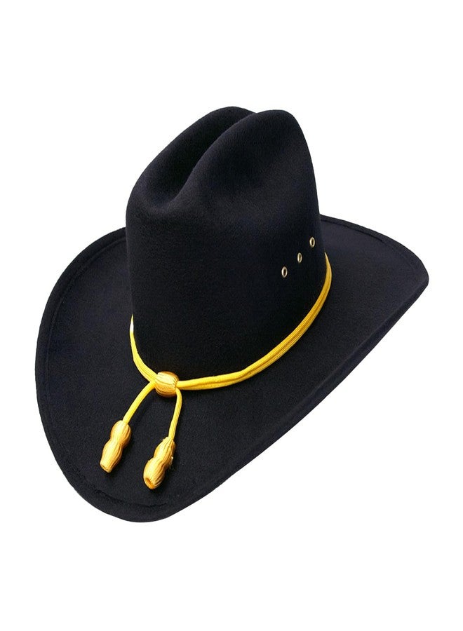 Western Express Classic Felt Finish Cowboy Hat - Cattleman Style with Cavalry Hat Band | Cowboy & Cowgirl Hats for Men and Women Black - Image 1