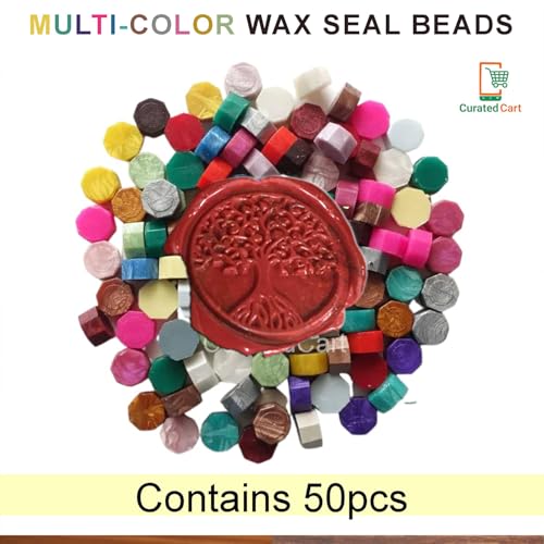 Curated Cart Tree Seal Stamp Kit - Includes Stamp & 50 Multicolor Beads for Decorating Gift Cards, Wedding Invitations, Envelopes & Letters - Perfect Sealing Kit for Crafting & Personalizing - Image 3