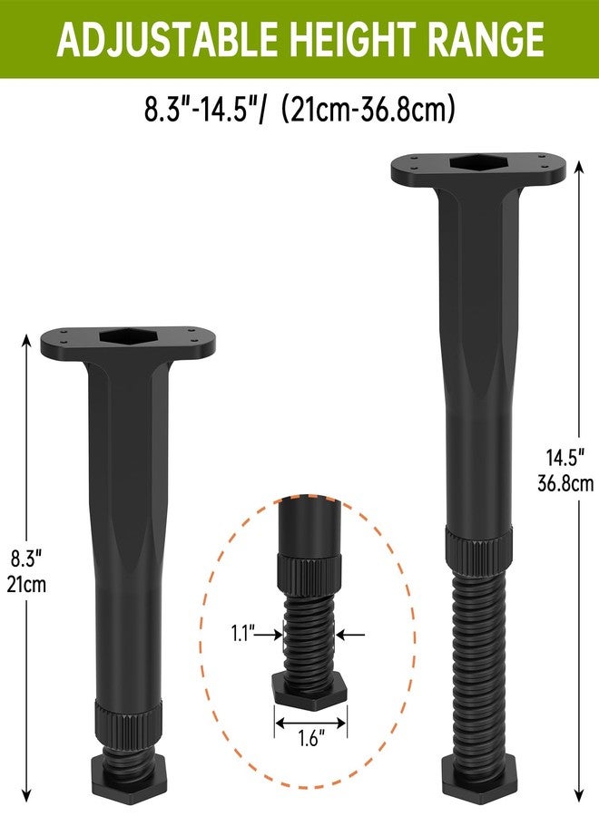 Yuleimy Adjustable Height Bed Support Legs, 4 PCS (8.3-14.5 Inch) Plastic Center Support Legs for Queen King Bed Frame & Slats, Non-Scratch Floor Protectors, Quiet Bed/Furniture Leg Replacement Kit - Image 3