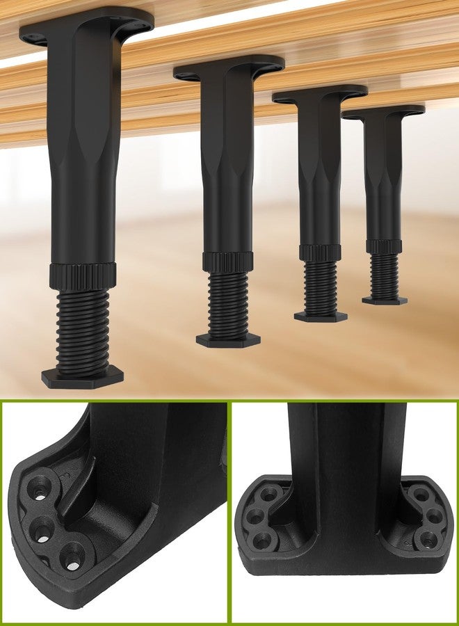 Yuleimy Adjustable Height Bed Support Legs, 4 PCS (8.3-14.5 Inch) Plastic Center Support Legs for Queen King Bed Frame & Slats, Non-Scratch Floor Protectors, Quiet Bed/Furniture Leg Replacement Kit - Image 4