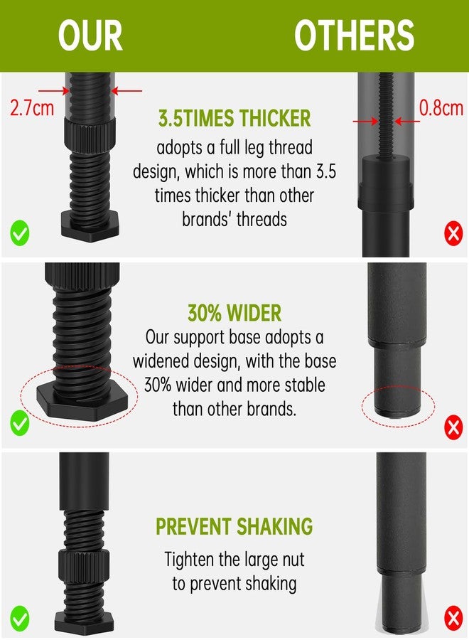 Yuleimy Adjustable Height Bed Support Legs, 4 PCS (8.3-14.5 Inch) Plastic Center Support Legs for Queen King Bed Frame & Slats, Non-Scratch Floor Protectors, Quiet Bed/Furniture Leg Replacement Kit - Image 5