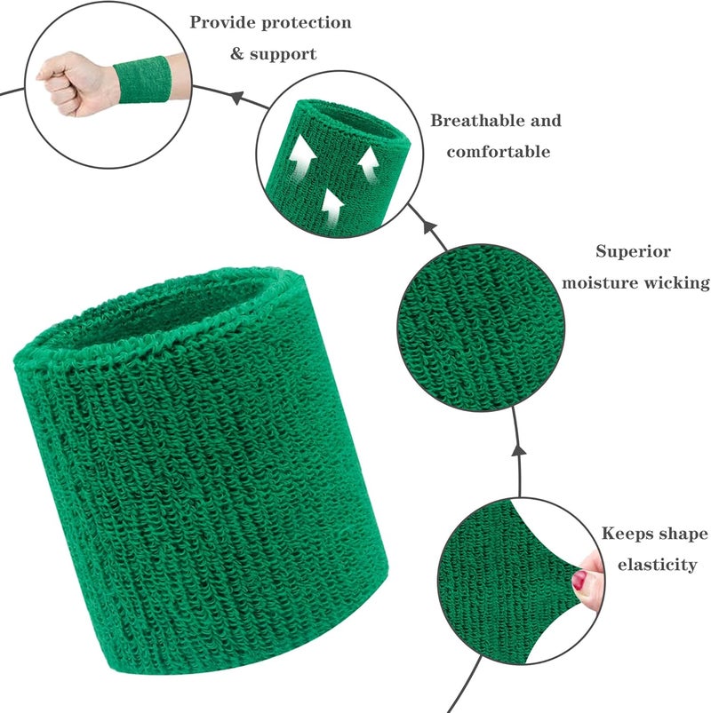 IMAGERIO 8 Pack Wrist Sweatbands Tennis Wrist Bands Absorbent Sweat Band for Men and Women, Breathable Cotton Sweatbands for Working Out, Football, Basketball, Running Athletic Sports - Image 4