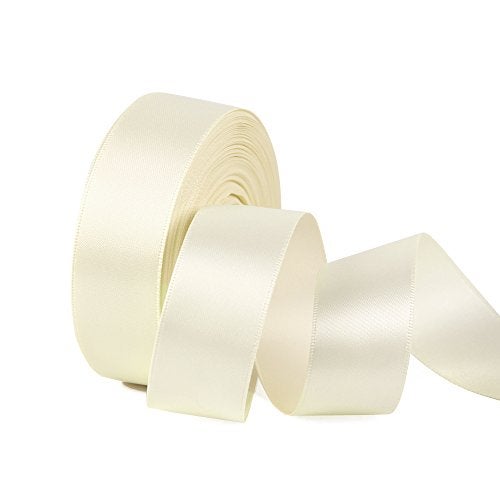 Double Face Satin Ribbon 1 Wide x 20 Yards for Party Wedding Home Decoration Handmade Craft 810 Ivory