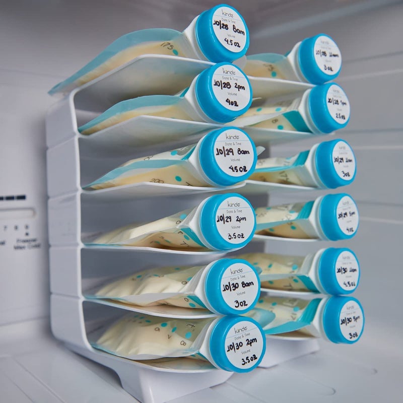 Kiinde Twist Cap Single-Use Write-On Labels for Breast Milk and Baby Food Storage Pouches (Pack of 250) - Includes Label Dispenser with Marker and Marker Holder - Date/Volume - Image 5