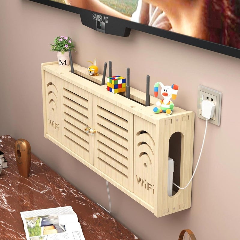 Wall Mounted WiFi Modem Holder Wall Mounted Modem Box TV Wall Cable Cover with Shelf Route - Image 5
