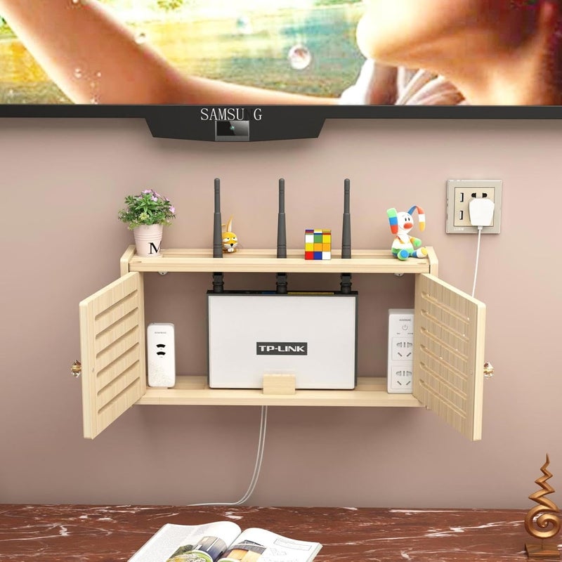 Wall Mounted WiFi Modem Holder Wall Mounted Modem Box TV Wall Cable Cover with Shelf Route - Image 4
