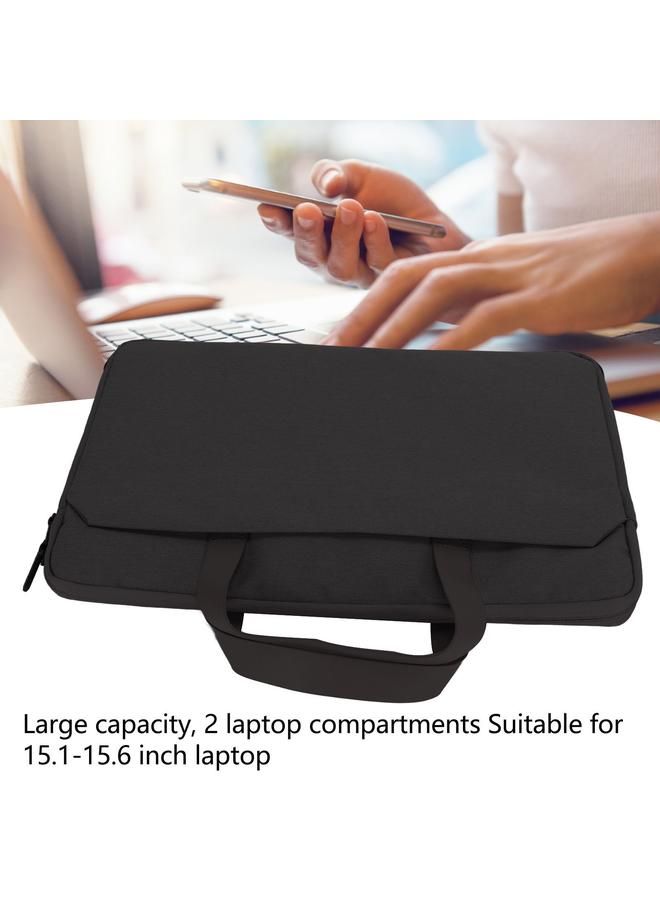 Laptop Bag Large Capacity Waterproof Simple Computer Carrying Case for 15.1‑15.6 Inch Laptops Office Travel Black