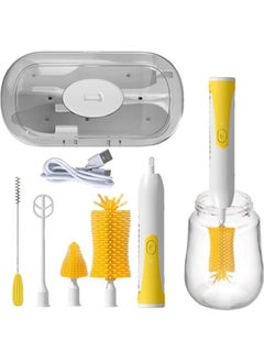 Baby Bottle Brush,Electric Baby Bottle Brush Cleaner Set,Rechargeable Waterproof Silicone Brushes with Bottle Brush,Nipple Brush,Straw Brush,Milk Stirrer,Drying Rack,Dustproof UV Disinfection (Yello - pzsku/Z3B5BC13D08D7977A995FZ/45/_/1721676816/06596430-280c-44f7-8182-c18a719c0ea2