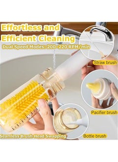 Baby Bottle Brush,Electric Baby Bottle Brush Cleaner Set,Rechargeable Waterproof Silicone Brushes with Bottle Brush,Nipple Brush,Straw Brush,Milk Stirrer,Drying Rack,Dustproof UV Disinfection (Yello - pzsku/Z3B5BC13D08D7977A995FZ/45/_/1721676907/5147d661-ecfd-420e-bbd2-28831c4c79e0