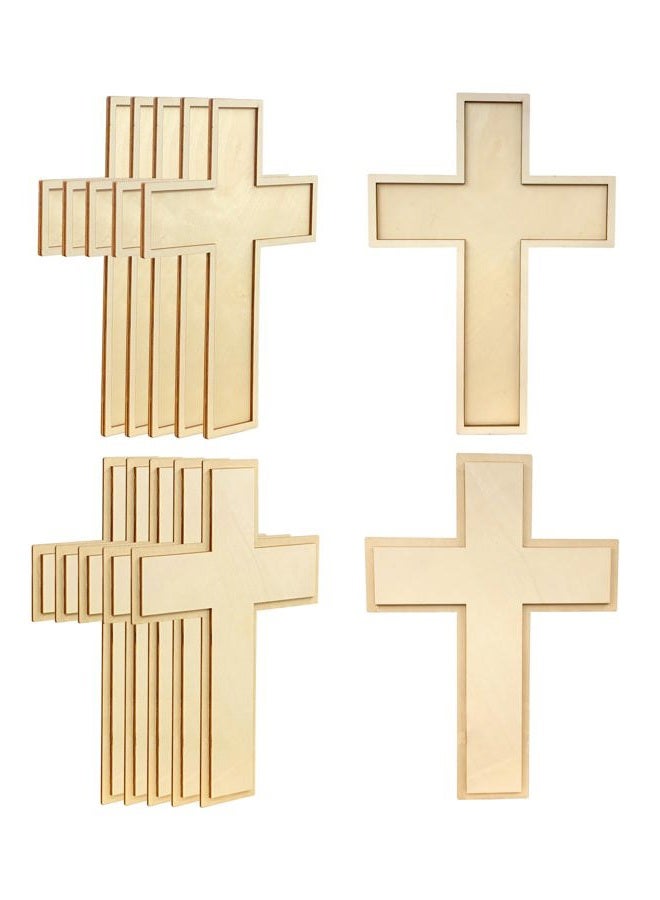 12 Inch 12 Pack Unfinished Wooden Cross Unpainted Wood Cross Layered Cross Framed Cross for DIY Crafts