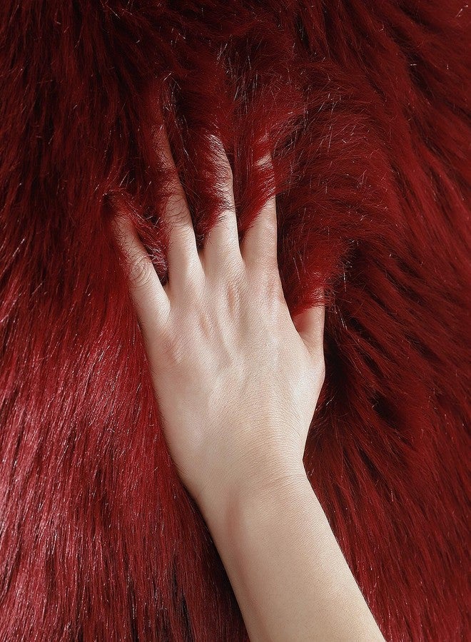 linmopm Faux Fur Rug Sheepskin Shag Fluffy Fuzzy Red 2x6 ft Runner Rugs for Bedroom Bedside Bed Floor Living Room Plush High-Density Cushion Carpet Super Sofa Cover - Image 4