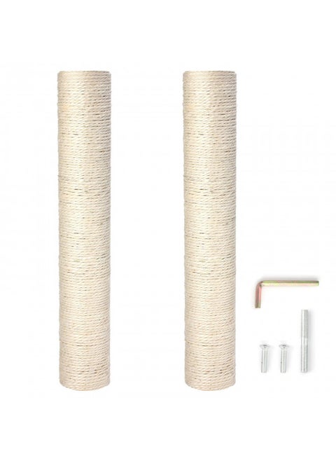 PowerKing Natural Sisal Replacement Scratching Post, 15.7'' 2 Pieces M8 Cat Scratch Post Refill Pole Parts for Refurbishment, Include Screws (White)
