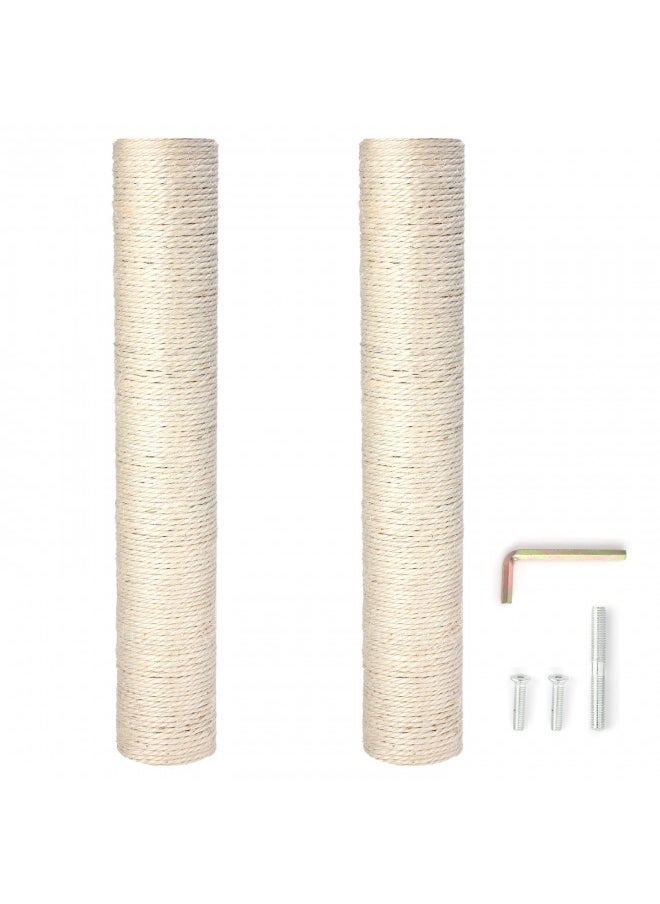 PowerKing PowerKing Natural Sisal Replacement Scratching Post, 15.7'' 2 Pieces M8 Cat Scratch Post Refill Pole Parts for Refurbishment, Include Screws (White)  - Image 1