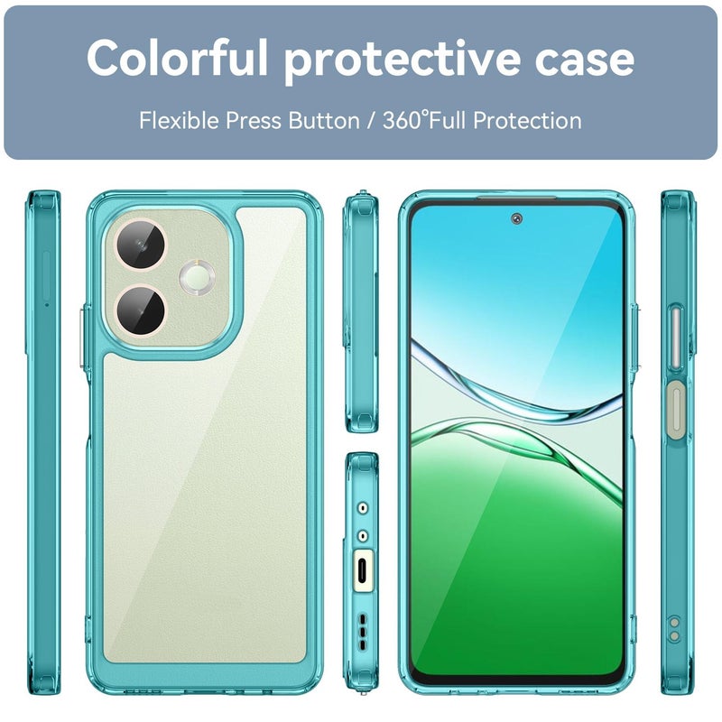 BURAQ Case Cover For OPPO A5 Pro 5G Global Colorful Series Acrylic Hybrid TPU Phone Case(Transparent Blue) - Image 2