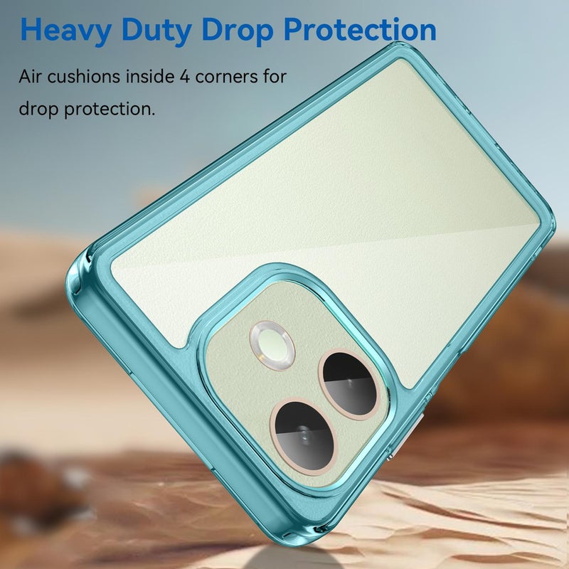 BURAQ Case Cover For OPPO A5 Pro 5G Global Colorful Series Acrylic Hybrid TPU Phone Case(Transparent Blue) - Image 3