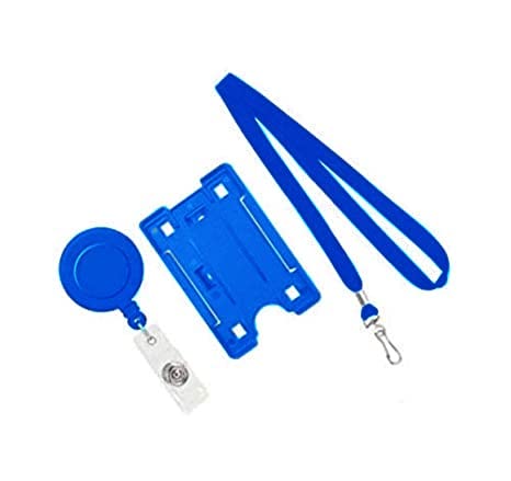 NSSP ID Card Holder with Neck Lanyard & Retractable Reel YOYO (Made in India) (Blue, Pack of 1) - Image 1