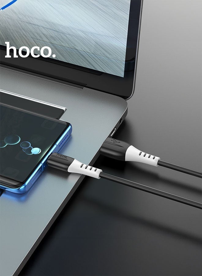 hoco. X82 1 m Silicone Type‑C Fast Charging & Data Cable – 60W Power Delivery, 3 A Current, Durable Eco‑Silicone Jacket, Tangle‑Free, Plug‑and‑Play (Black/White)  - Image 5