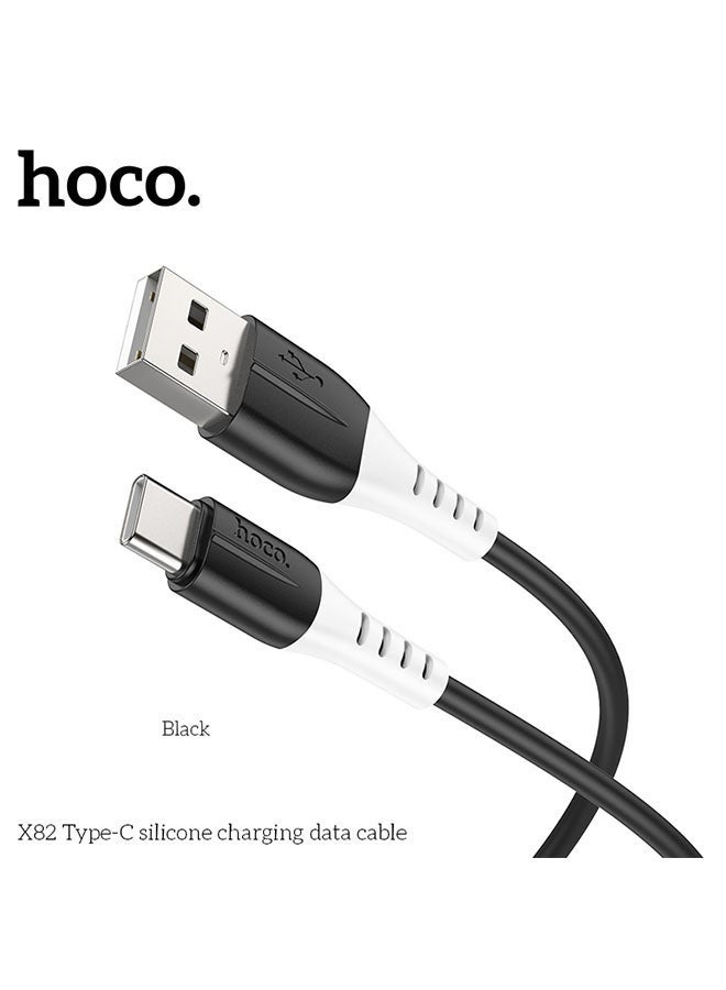 hoco. X82 1 m Silicone Type‑C Fast Charging & Data Cable – 60W Power Delivery, 3 A Current, Durable Eco‑Silicone Jacket, Tangle‑Free, Plug‑and‑Play (Black/White)  - Image 2