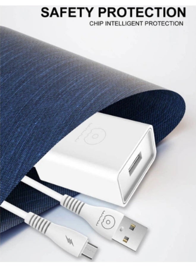دبليو يو دبليو شاحن حائط WUW T82 مع كابل مايكرو USB - منفذ USB-A بقوة 2.1 أمبير، طول الكابل 1 متر - لون أبيض - Image 4
