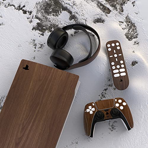 PlayVital Wood Grain Full Set Skin Decal for ps5 Console Digital Edition, Sticker Vinyl Decal Cover for ps5 Controller & Charging Station & Headset & Media Remote - Image 3