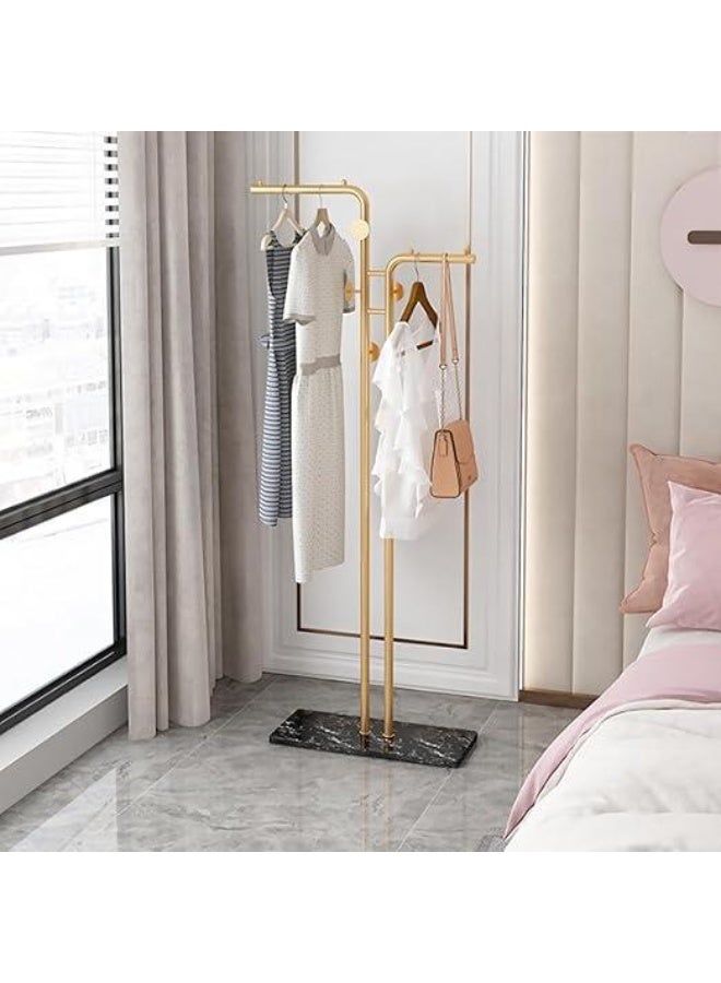 DUNISO Metal Coat Rack,Double-pole Coat Rack with Heavy Base,Floor-standing Coat Stand with 5 Hooks, Space-Saving,Stable and Durable，for Bedroom, Living Room, Entryway - Image 3