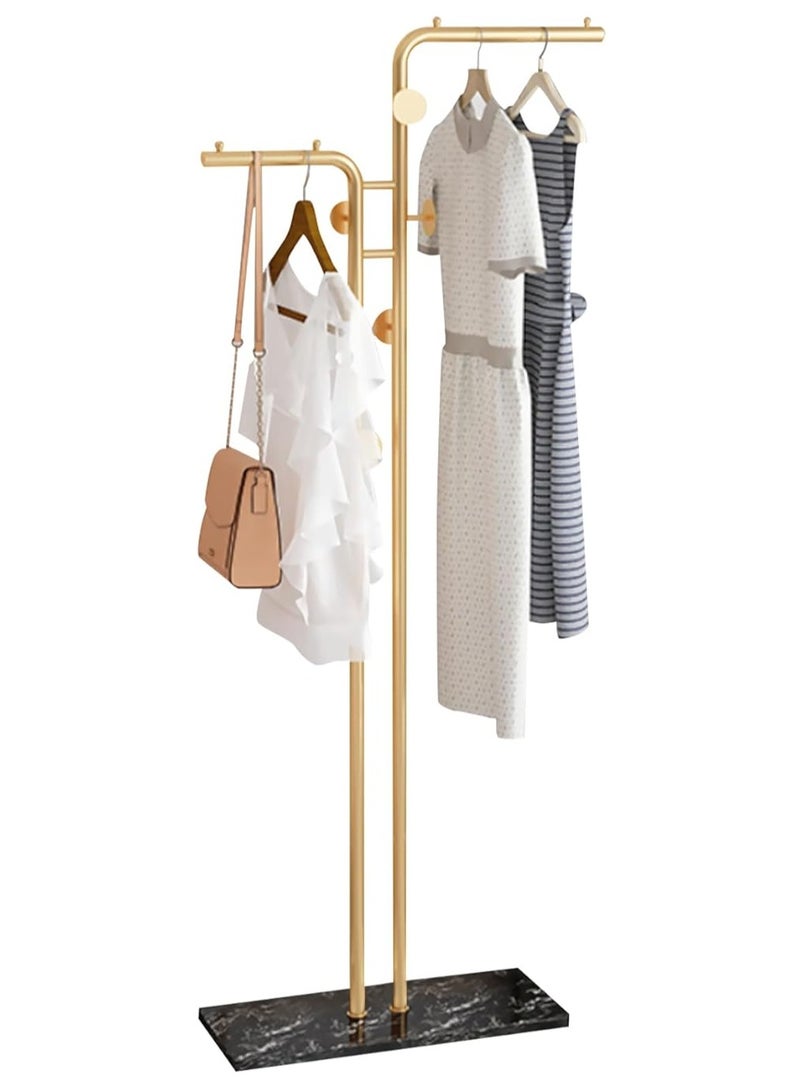 DUNISO Metal Coat Rack,Double-pole Coat Rack with Heavy Base,Floor-standing Coat Stand with 5 Hooks, Space-Saving,Stable and Durable，for Bedroom, Living Room, Entryway - Image 1