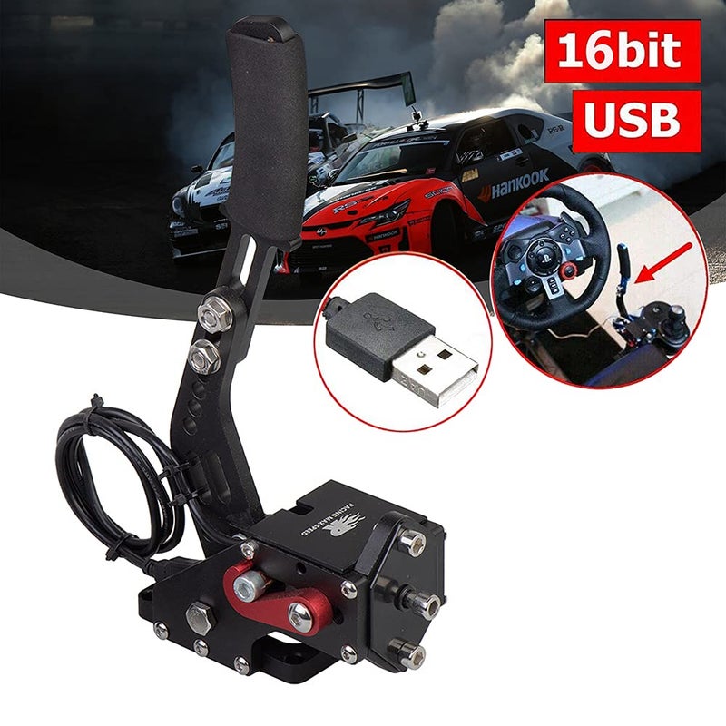 CNRAQR PC Racing Game USB Handbrake for 16Bit SIM for Racing Games, Compatible with G27 G29 G920 G923 T500 T300 Simulate Linear Handbrakeï¼ˆWith Fixing Clip and Plate - Image 4